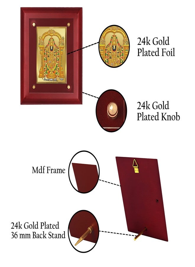 DIVINITI Tirupati Balaji Gold Plated Wall Rectangular Photo Frame,Table Décor|Mdf 2.5 Wooden Wall Photo Frame And 24K Gold Plated Foil|Religious Photo Frame Idol For Pooja,Gifts Items (25x20Cm) - Image 3